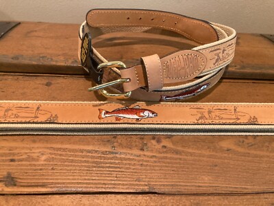 NEW Zep-Pro Embroidered Leather Canvas Belt Redfish Size 44 fits