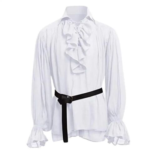Mittelalter Herren Puffärmel Piratenhemd Schottisches Breitbündchenhemd Halloween Kostüm - Bild 15 von 15