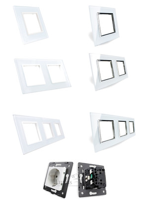 Luxus-Time LIVOLO Glassteckdose Schuko – 1-fach, Weiß, Mit Kinderschutz, 80 X 80 Mm, 16A/250V