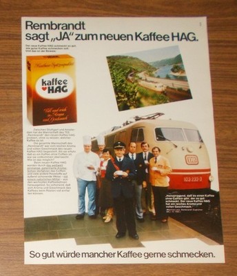 Seltene Werbung Kaffee HAG - Deutsche Bahn TEE Rembrandt 1981