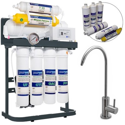 PUR Booster Quick 7 Stufen 400 GPD Osmoseanlage + ERSATZFILTERSET