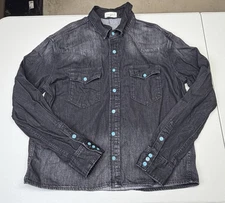 YoungLA Jacket Button Up Jacket Men’s Medium Gray Regular Lightweight Logo