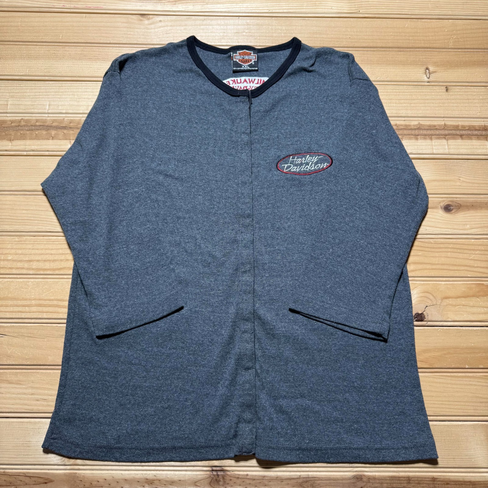Harley-Davidson Milwaukee Wisconsin Embroidered Long Sleeve Biker Shirt Size XXL