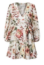 ZIMMERMANN Lexi Floral Short Linen Wrap Dress *Size 4* NWT -MSRP:$795