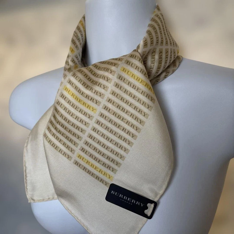Bufanda BURBERRY - Nueva Mezcla Seda Marfil con Diseño de Logo 57cm Foto 2 de 4
