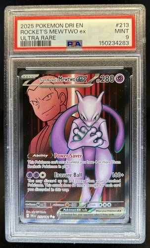 2025 Pokemon Destined Rivals Team Rocket's Mewtwo ex #213/182 PSA 9