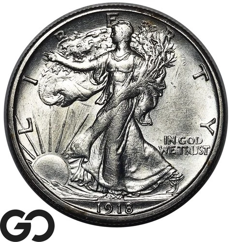 1918-S Walking Liberty Half Dollar, Scarce This Nice, Choice Unc++ Better Date