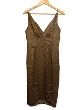 Kathlin Argiro Atelier Vintage Leopard Print Silk Dress Size 8 Rhinestones 90s