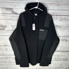 New Vintage Y2K Old Navy Military Tech Cargo Tactical Fleece Hoodie Black Large