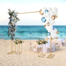Gold Wedding Backdrop Stand Set with Balloon and Flower Displays