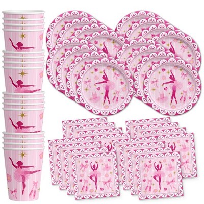 Little Ballerina Birthday Party Supplies Set Plates Napkins Cups Tableware Ki...