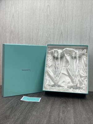 Tiffany & Co. Tolle Kristallgläser 2 Stück Set Box Wein Champagner mit Box