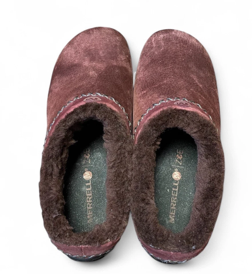 Zuecos forrados de piel de hielo Merrell Encore para mujer 7,5 rojo gamuza zapatos sin cordones Foto 3 de 4