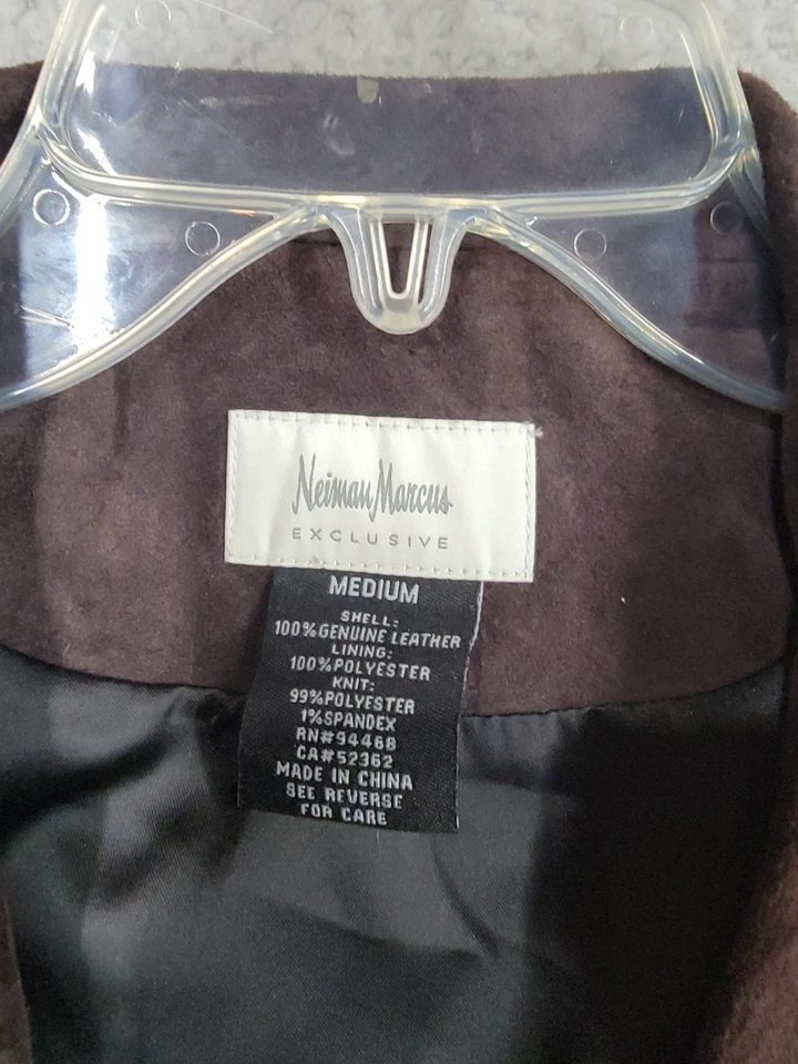 Chaqueta de Motociclista Neiman Marcus Marrón Gamuza Mediana Mujer Otoño Invierno Cremallera Foto 3 de 4