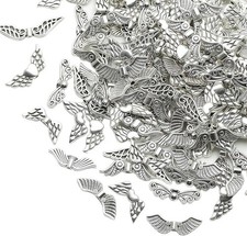 Dahi 200pcs Angel Wing Beads Tibetan Alloy Fairy Wing Charms Wings Spacer Loo...