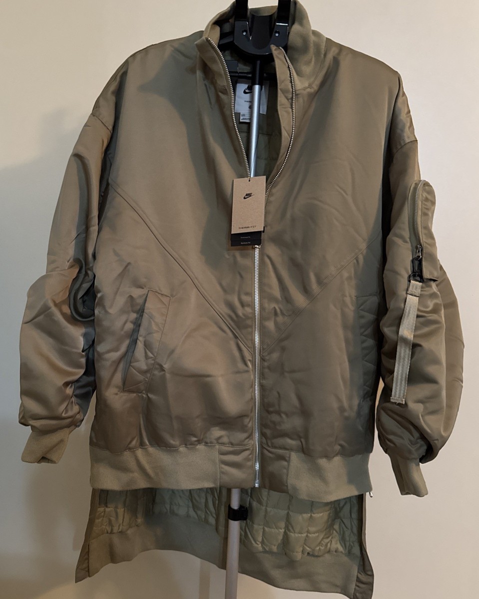 NWT Nike Women's Therma Fit Oversized Bomber Jacket Olive L/XL