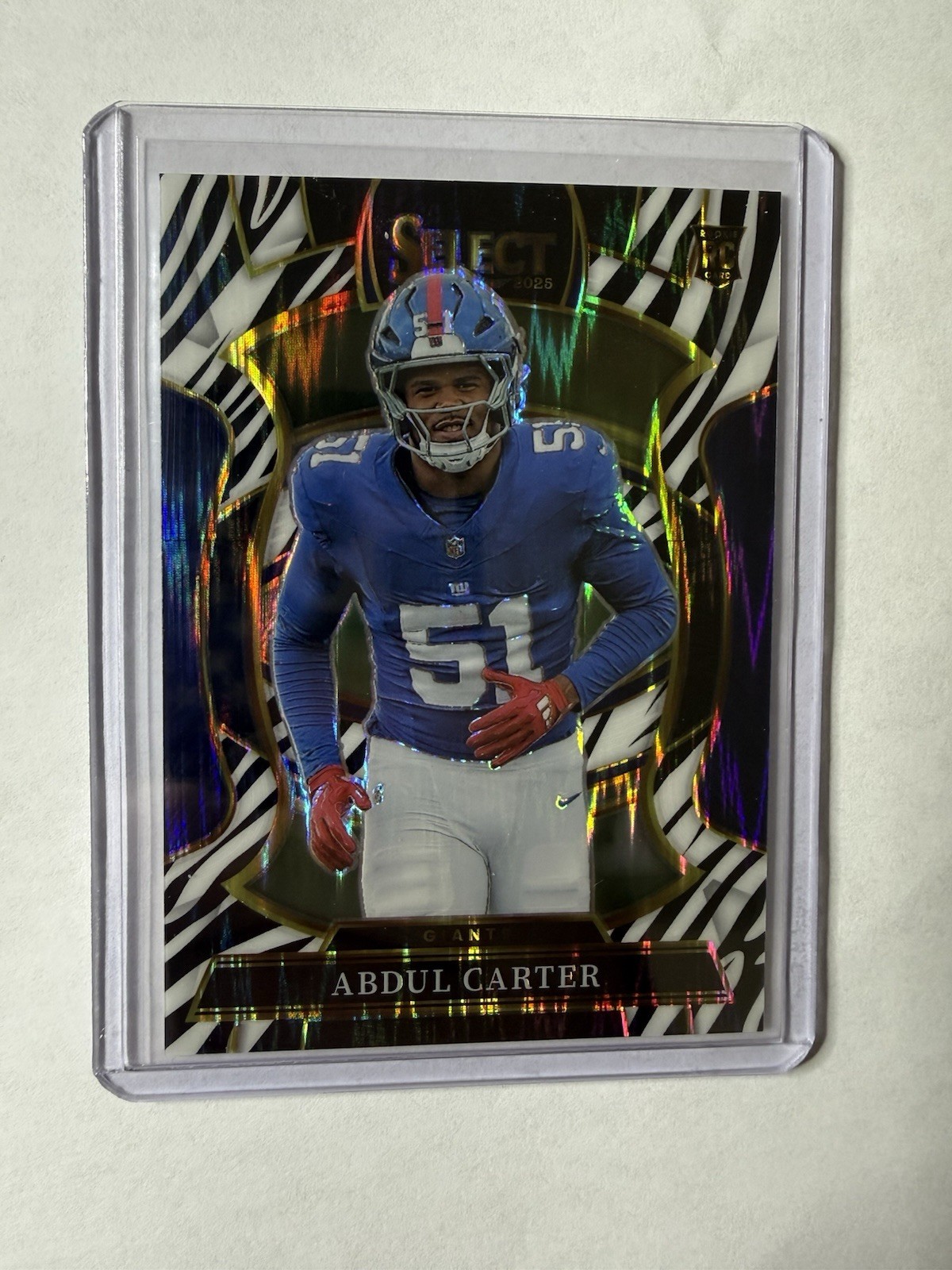 2025 Select🔥Abdul Carter🔥Zebra (RC) CASE HIT SSP #95 New York Giants