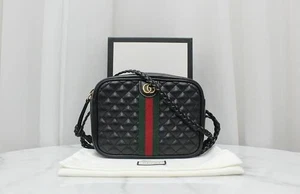 Mini sac bandoulière et bandoulière Gucci Diamond matelassé noir 536441 115609668