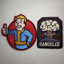 🔥LOT of 2 Fallout Canceled Atomic Bomb Patch Iron-on Nuclear Gamer Logo Pip-Boy