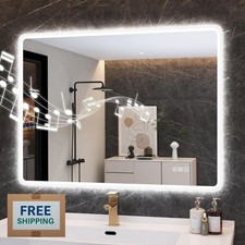 24 32in LED Bathroom Mirror Antifog Vanity Mirror Bluetooth 3 Color Temperature