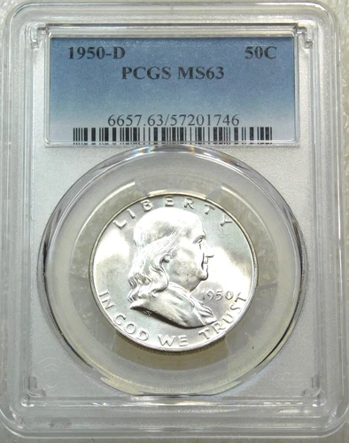 1950-D Franklin Half Dollar PCGS MS63 99% FBL Frosty White PQ New Holder #V289K