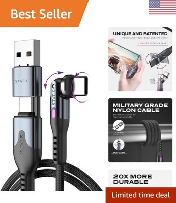 Fast Charging 9.9FT USB C Cable with 90-Degree Swivel Head for Easy Connectivity