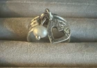 VTG Or Paz Israel 925 Sterling Silver PZ Hammered Heart & Pearl Charm Ring Sz 6