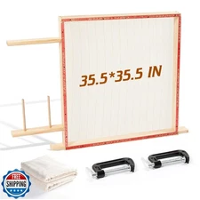 BESGEER Tufting Frame for Rug Making, 35.5" x 35.5" Wooden Tufting Frame, Rug