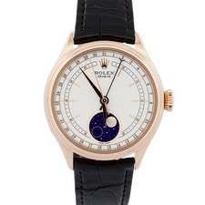 2020 PAPERS Rolex Cellini Moonphase WHITE 18K Everose Gold 39mm 50535 Watch BOX