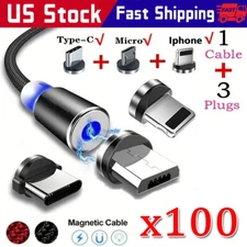 180°+360° Rotate Magnetic Charger Cable Phone Fast Charging Type C Micro USB Lot