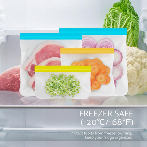 Reusable Storage Bags, 10 Pack Dishwasher Safe Silicone Food Storage Bags with 3 - Picture 3 of 12