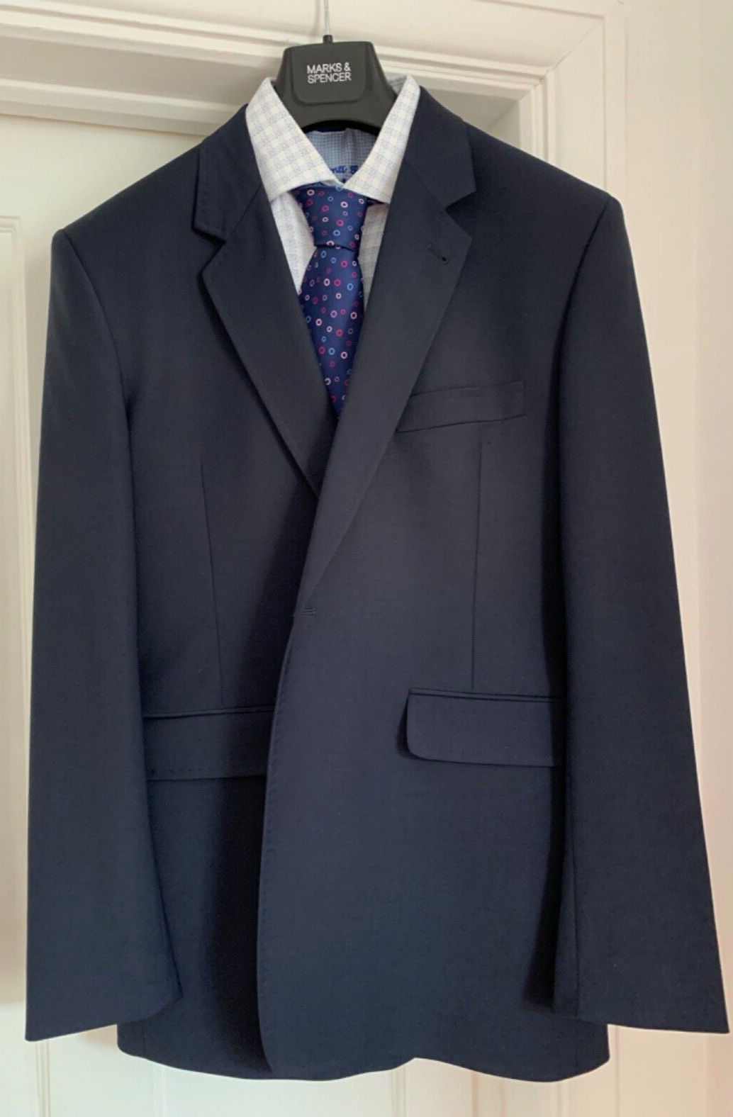 FILA CAMICIA E CRAVATTA TUTA UOMO WILLIAM HUNT SAVILE ROW LONDON BLU NAVY LANA 2 PEZZI 40