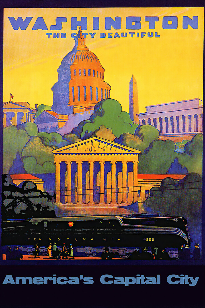 USA Capital Washington Travel Vintage Art Wall Room Poster