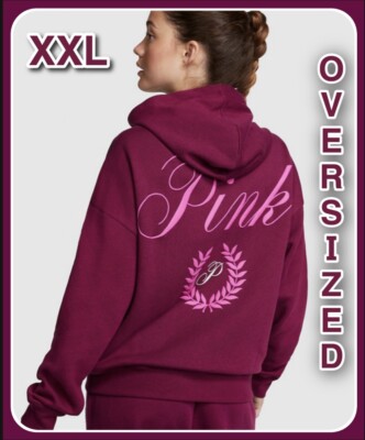 XXL VICTORIA'S SECRET PINK RELAXED FIT FULL ZIP HOODIE SWEATSHIRT