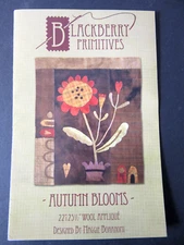 Blackberry Primitives AUTUMN BLOOMS Wool Applique Folk Art Pattern 22" x 25.5"