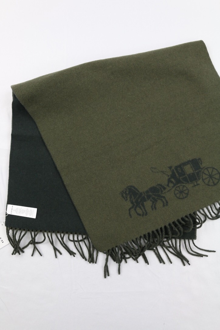 Coach Wool Horse & Carriage Double Face Oversized Muffler