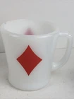 Vintage Fire King Poker Suits Diamonds Milk Glass Cup Mug