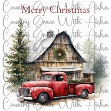 Sublimation Transfer Merry Christmas Old Truck Ready To Press Heat Transfer