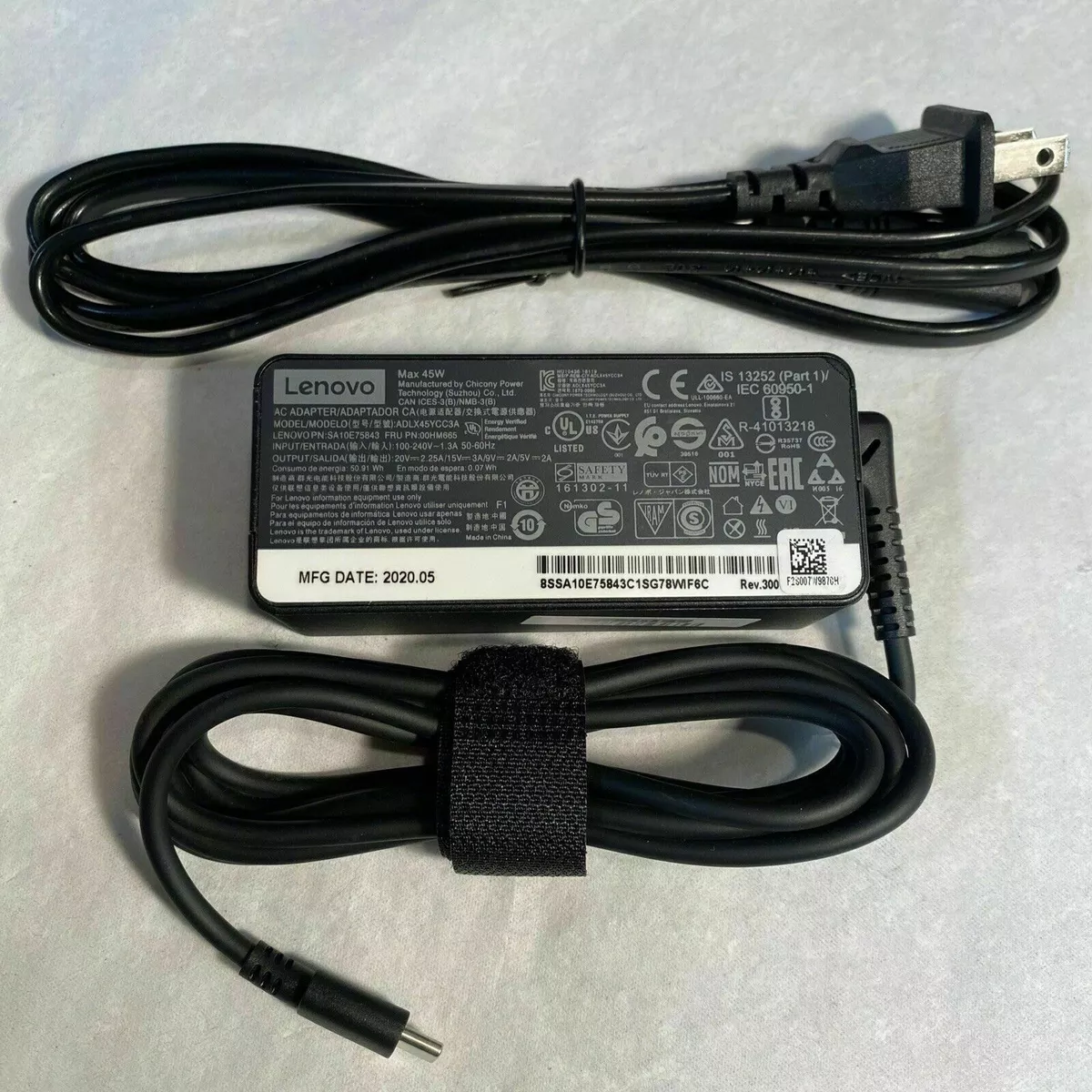 CARGADOR PORTÁTIL LENOVO 20V A 2.25A 45W