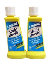 2x Carbona Stain Devils #1 Specialty Stain Remover 3 Ink Marker & Crayon 1.7 oz
