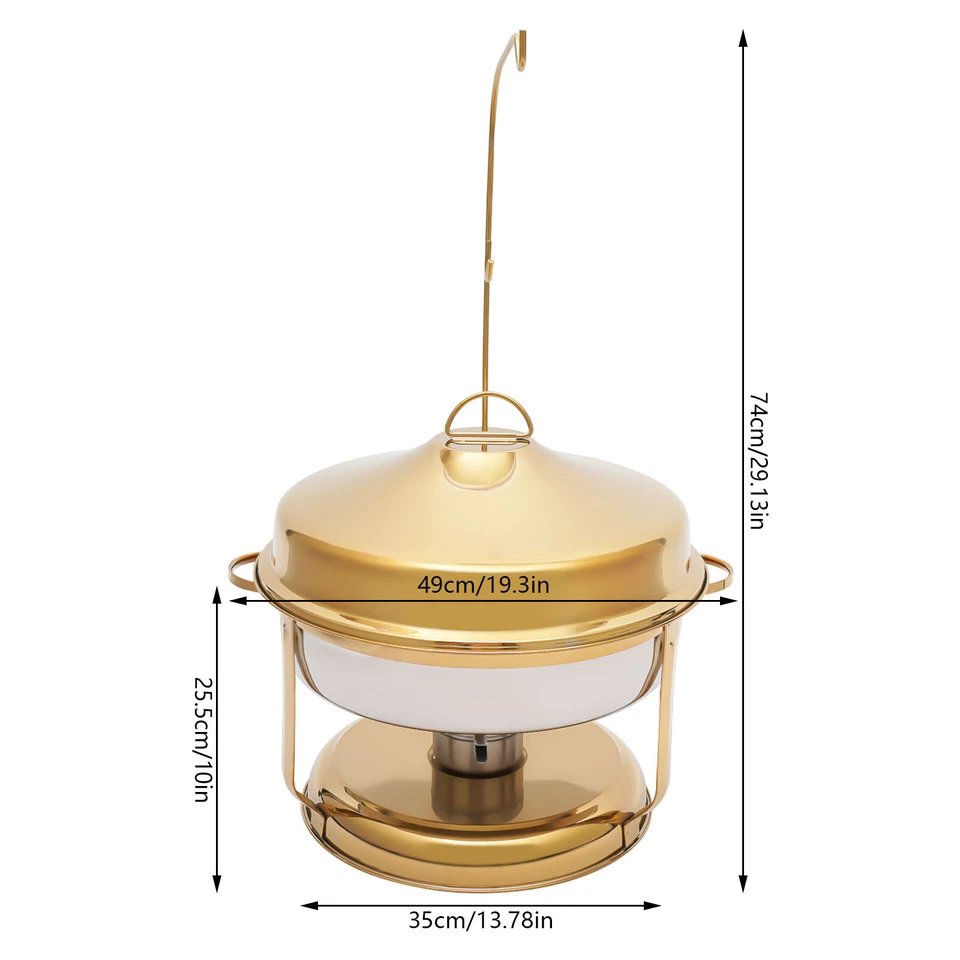 Set of 2 Round Chafing Dishes for Buffet, 9.5Qt 201 Stainless Steel Food Pans - Image 3 of 4