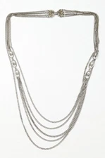 Vintage Monet Silver Tone Multi Strand Station Floral Necklace 28"