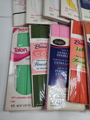 Lot Of 12 Vintage Bias Tape Wrights Fruit of the Loom Talon JP Coats - Picture 2 of 5
