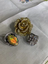 Fashion Jewelry Rhinestone 3 Chunky Rings Band Scarf Ring XM-11