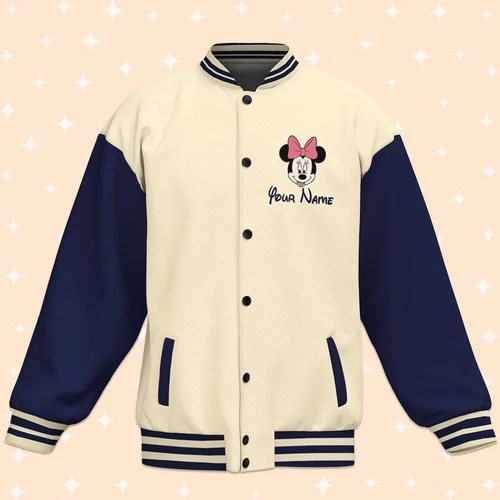Personalize Minnie Mouse Music Baseball Jacket, Matching Baseball Team Outfit
