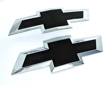 Chevy Silverado 1500 2500HD 3500HD Black Front Rear Tailgate Bowtie Emblem Set