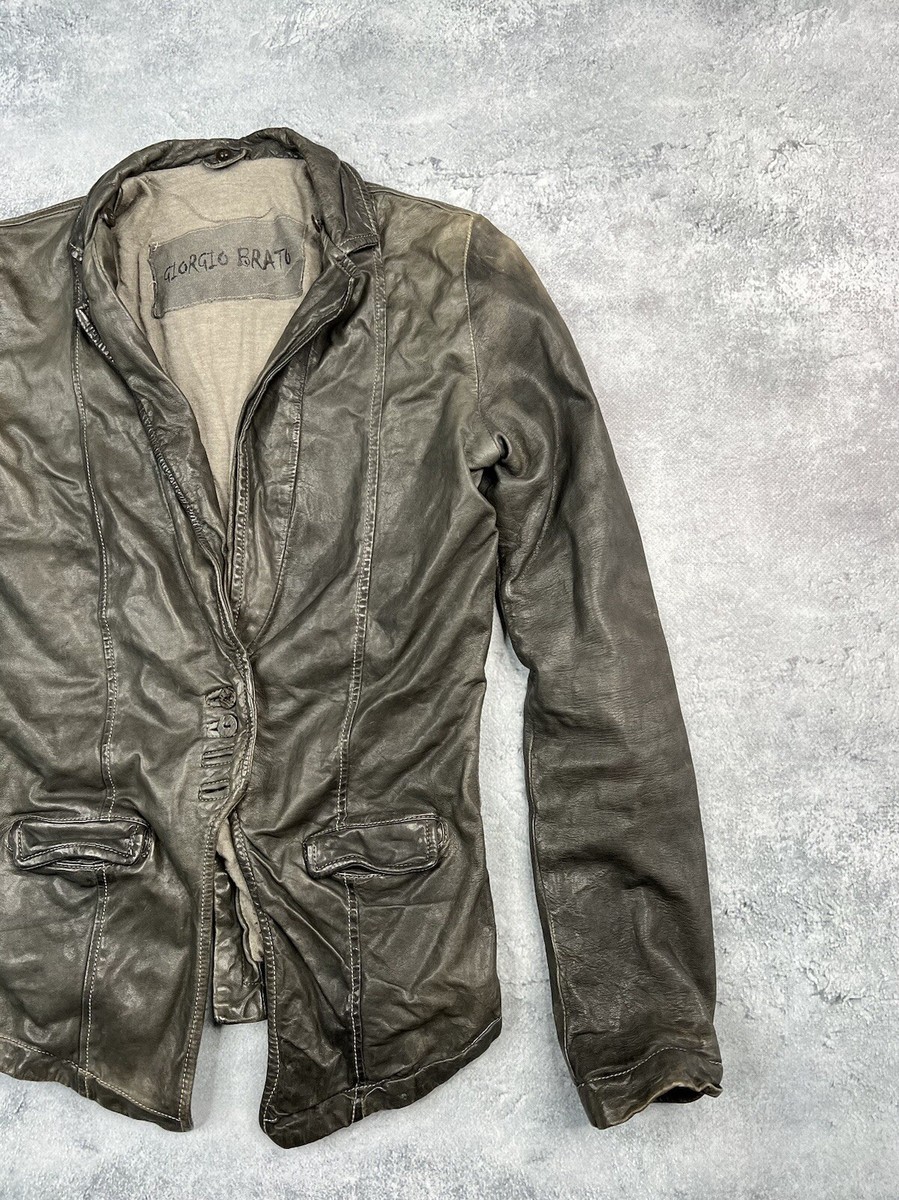 GIORGIO BRATO Size 44 Brown Leather Button Jacket Rick Owens