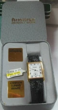 Armitron Quartz Watch Men's Leather Band NOS Needs Battery Replaced