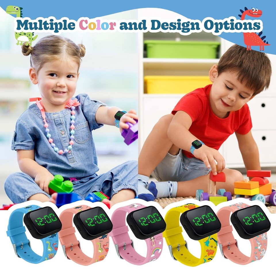ATHENA FUTURES Potty Training Watch for Girls Boys, Flashing Blue Dino