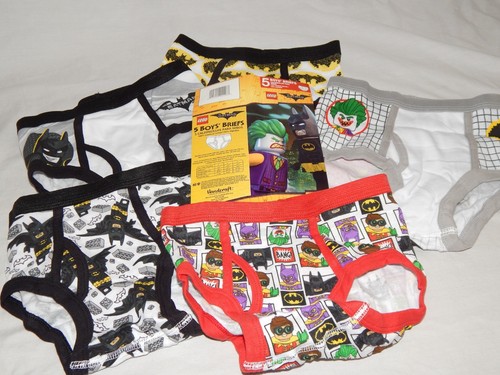 Batman Lego Movie Boys Size 4 Underwear Briefs White New Joker Comic Book 5 Pair - Picture 3 of 12